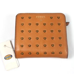 Fossil Women's Wallet Sydney Brown Leather Studded